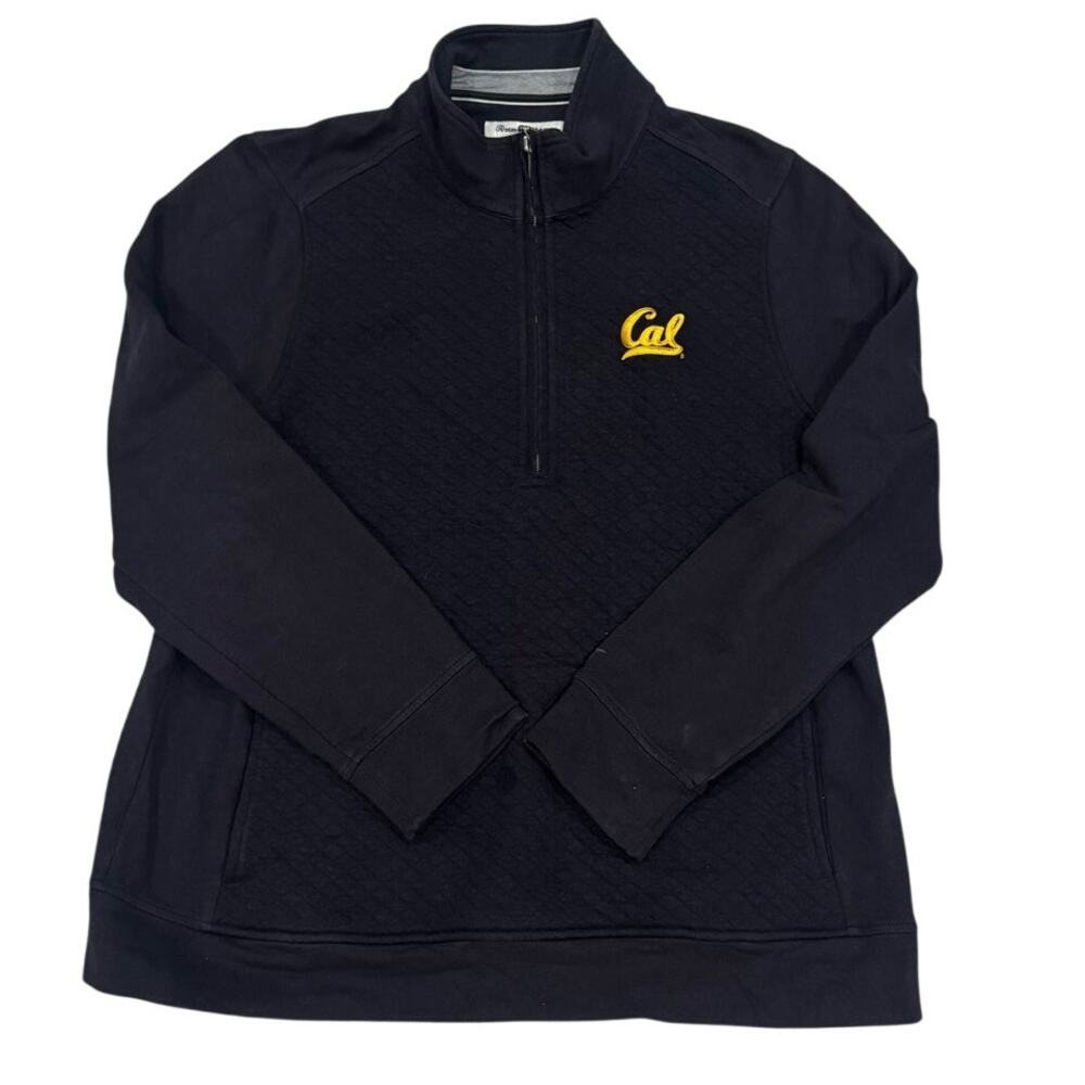 Tommy Bahama Cal Bears Quilted Half Zip Sweatshirt Womens XL Navy Cotton EUC